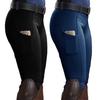 Frauen einfarbige Tasche Hip Lift elastische Reithose Pferderennen Hose