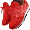 Scarpe Sportive Casual da Donna Autunnali Traspiranti con Piattaforma e Paillettes, Dettaglio Strass, Disponibili in Taglie Grandi.