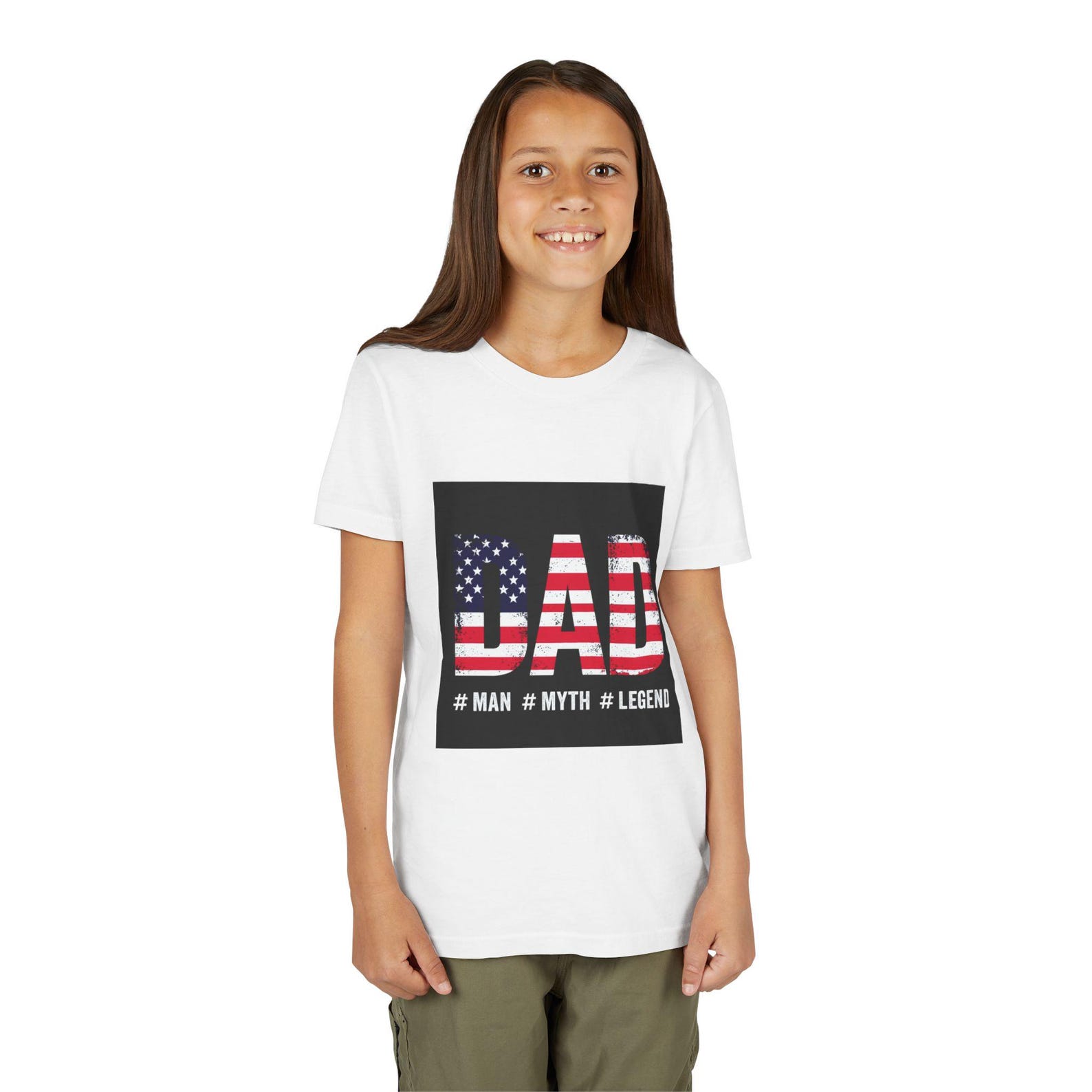 Dad American Flag Graphic Tee | Youth T-Shirt, #Man #Myth #Legend 100