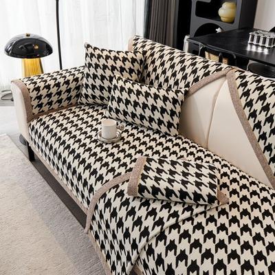 Living Room Non-Slip Armrest Backrest Sofa Cushion  Universal Chenille Sofa Slipcover Luxury Houndstooth Sofa Cushion Covers