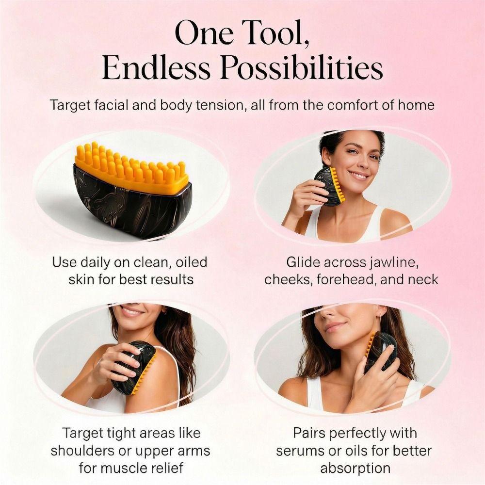 2026 New Model Face Contour Brush Facial Tools Gua Sha Tool Fashion Lymphatic Brush Women