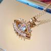 Elegant Eye Shaped Pendant Necklace for Women Sparkling Stone Halo Design Unique Stylish Everyday Party Jewelry Gift for Her