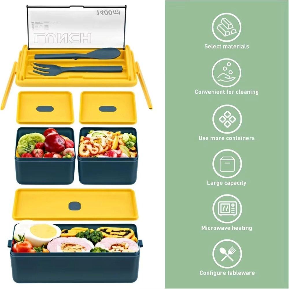 700/1400ml Capacity Portable Lunch Box Leakproof Design Food Lunchbox Food Snack Storage