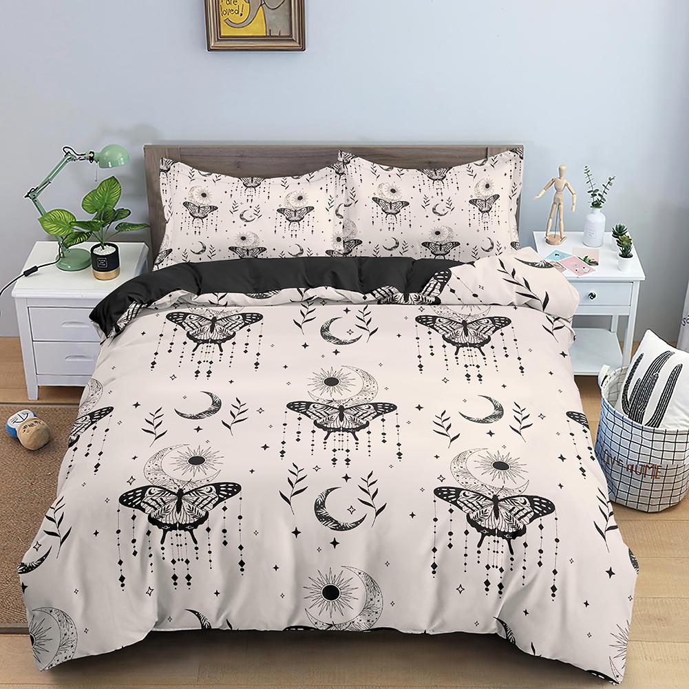 3D Verträumte Nacht Galaxie Lila Schmetterling Gedruckt Lila Fliegender Bettbezug Bettwäsche-Set für Kinder Mädchen Jugendliche Erwachsene 3 Bettbezug