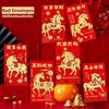 Chinese New Year Red Packets Year Of The Horse Red Envelopes 6 Pieces Holiday Party Supplies Lunar New Year Lucky Money Red Bag