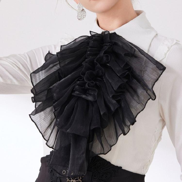 Fashion Jabot Spread Lapel Detachable Layered Flouncing Collar French Design For Dresses Blouses Effortless