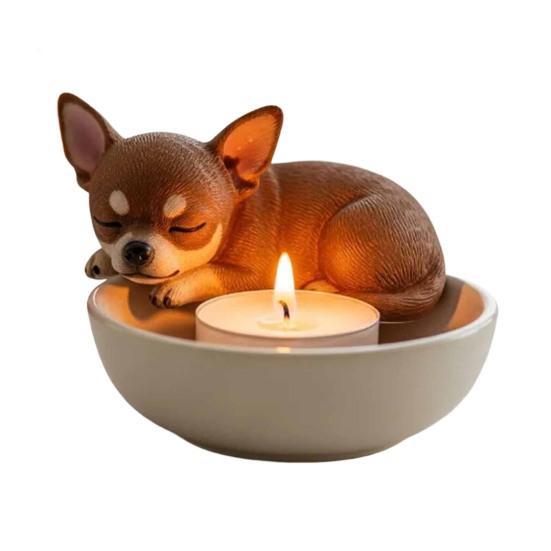 Puppy Candle Holder Handmade Animal Tea Light Candle Holder Cartoon Sleeping Dog Tealight Candle Holder for Dog Lovers Gift Home Decor