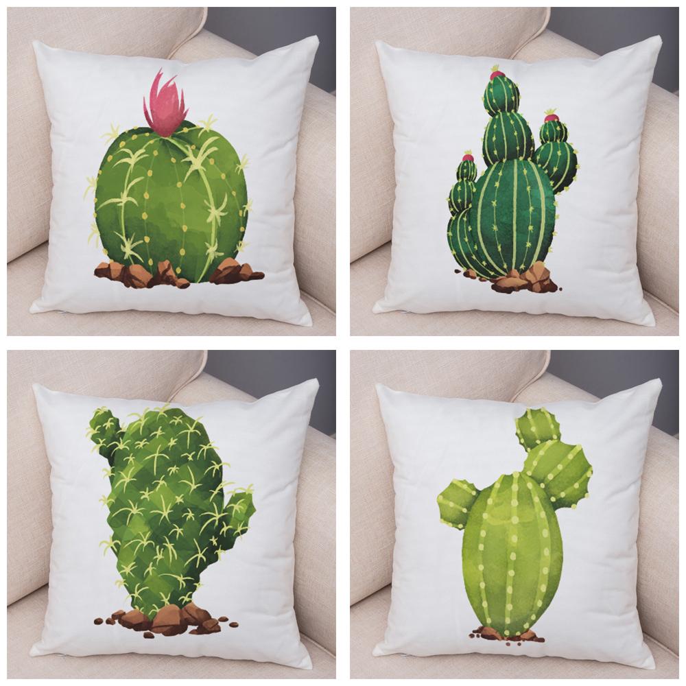 Sofa Zuhause Kissenbezug Aquarell Kaktus Dekorativer Druck Grüne Pflanze Kissen