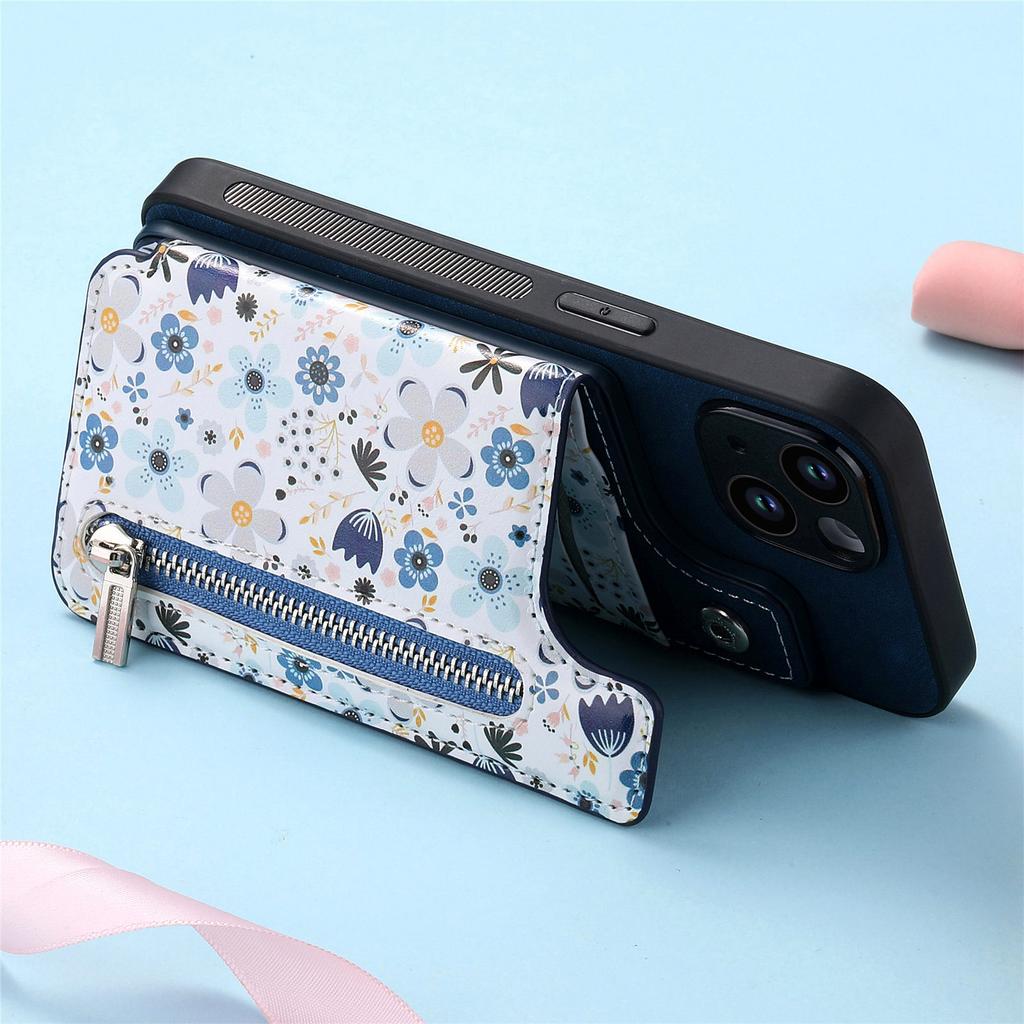 Painted Left and Right Zippered Wallet Case for iPhone 15 14 Plus 13 12 11 Pro Max XSMax for Samsung S23 S22 S21 S20 Ultra Plus S21 FE A14 A54 A13 A53