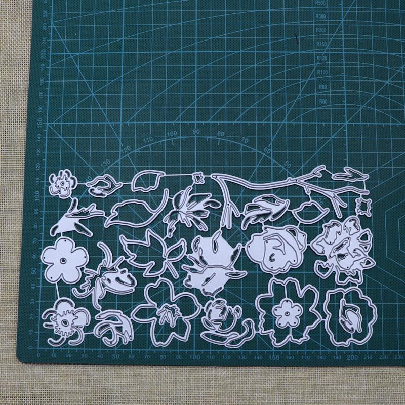Grener Blomster Blader Sett Metall Skjæredies Stensiler for DIY Scrapbooking fotoalbum Preging