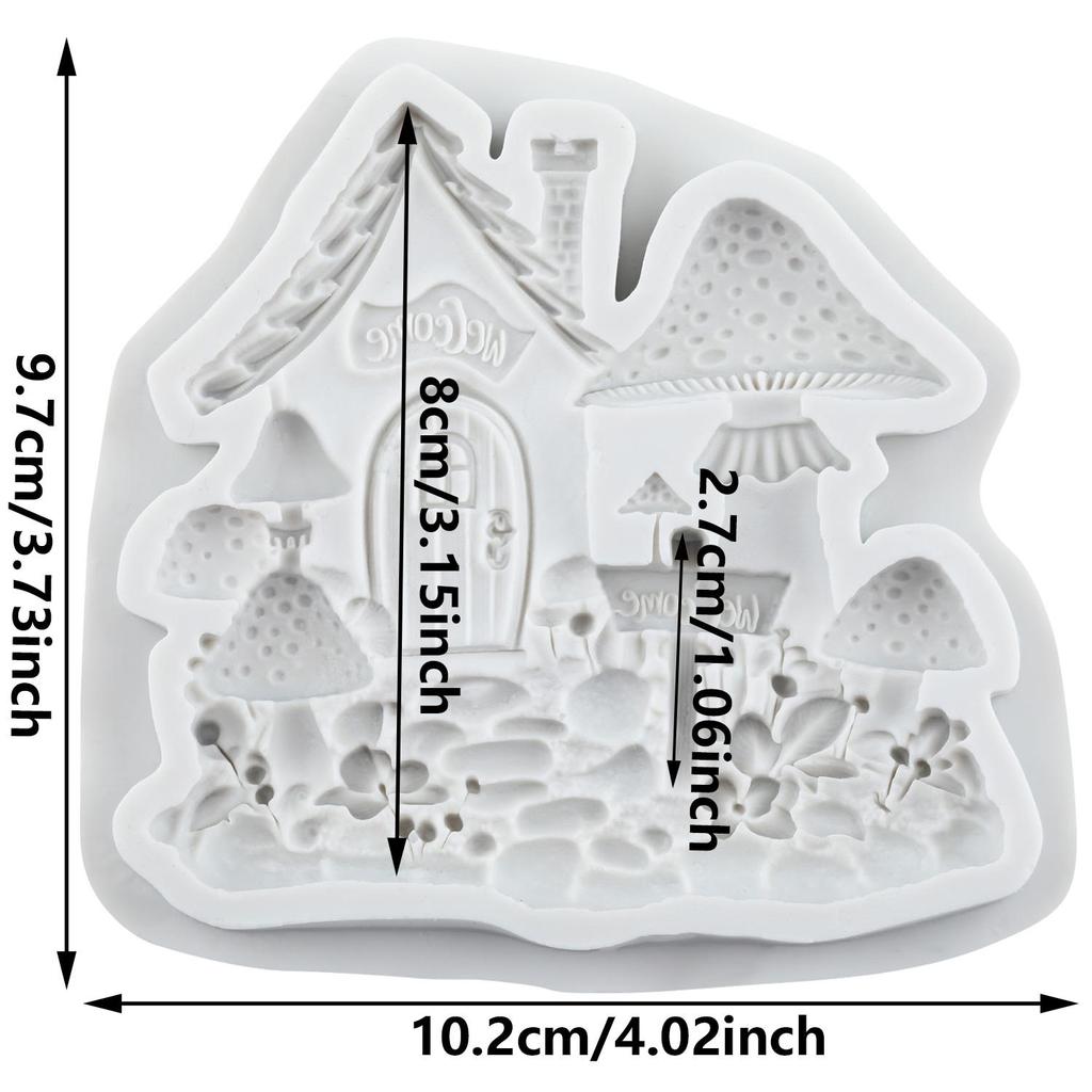 Mushroom House Silicone Mold House Fondant Molds Cake Decorating Tools Cupcake Topper Candy Resin Clay Chocolate Gumpaste Mold