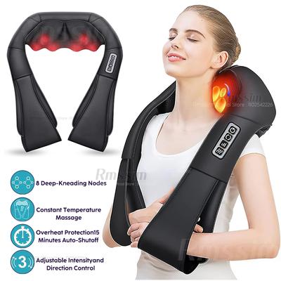Massaggiatore Shiatsu per collo e spalle, massaggiatore per la schiena riscaldato, a forma di U, cuscino per massaggio elettrico profondo per collo, vita, gambe e corpo