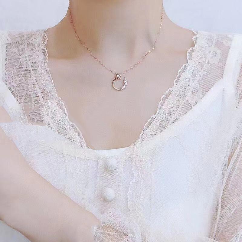 Nail Necklace Silver Women's Pendant Cold Style Diamond Inlaid Design Light Luxury Collarbone Chain