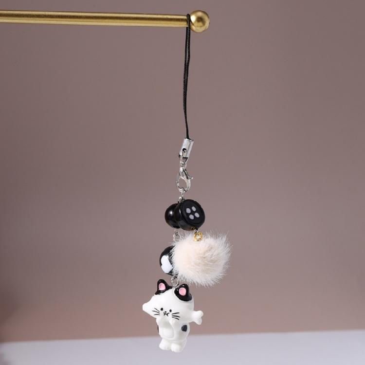 Sturdy Resin Cat Keychain Adorable Phone Accessory Compact Pet Lover Lightweight Phone Charm Gift for Everyday Use