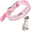 Verstellbares Kristall-Hundehalsband Glänzendes Diamant-Inlay PU-Leder-Hundehalsband für kleine und mittlere Hunde, S, 37*2.0(CM),2024 Ping