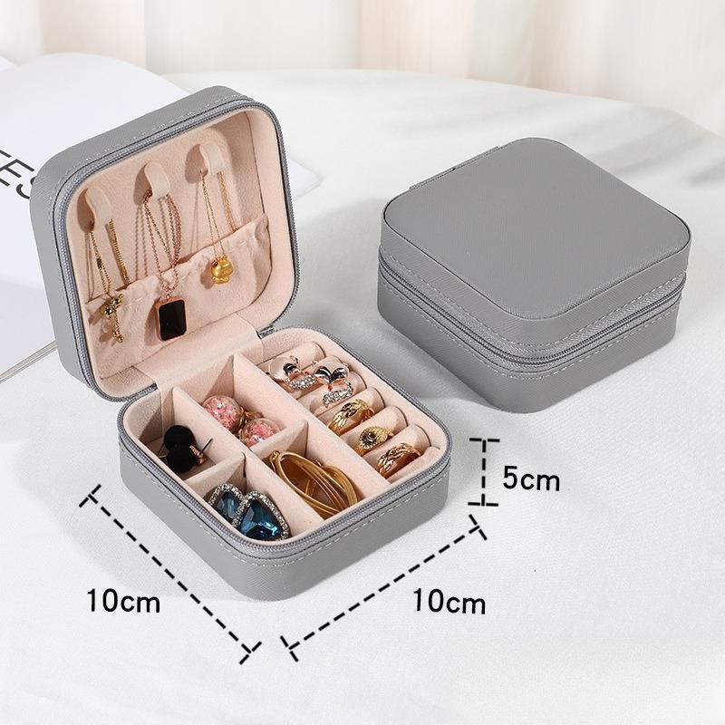Mini scatola portaoggetti portatile per gioielli, custodia per gioielli, custodia in pelle, orecchini, collana, anello, display per organizzatore di gioielli