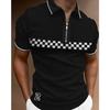 Men'S Polo Shirt Men'S Casual Short Sleeve Lapel T-Shirt 3D Printed Short Sleeve Zipper Polo