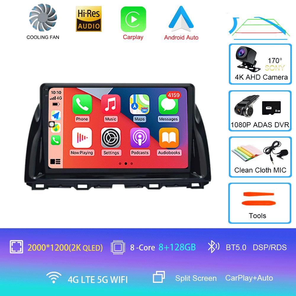 Car Radio Android 14 Carplay Auto For Mazda CX5 2011 - 2016 CX-5 CX 5 Navigation GPS video Player Stereo video DVD WIFI+4G