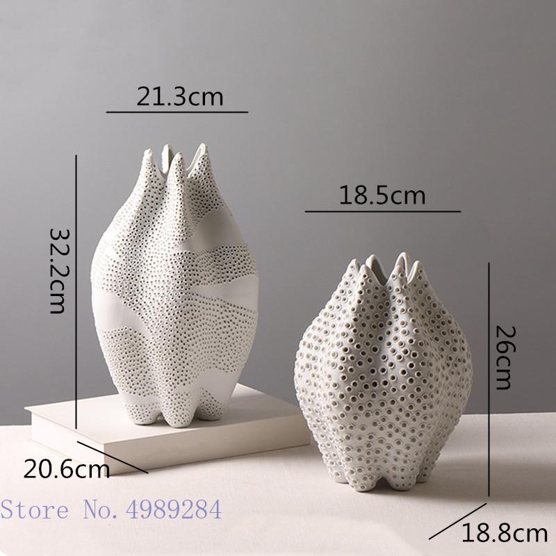 Ceramic Vase Hole Hollow Out Dot Pattern Handmade Ceramic Ceramic Crafts Flower Vase Abstract Geometric Home Decoration