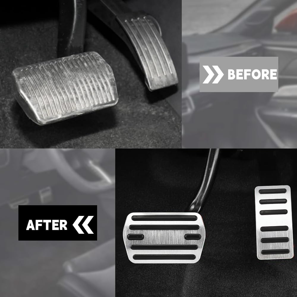 Car Aluminum Pedal Covers Non-Slip Foot Pedals Pads Brake Accelerator Pedal Covers Auto No Drilling Car Interior Accessories Replacement for Maverick