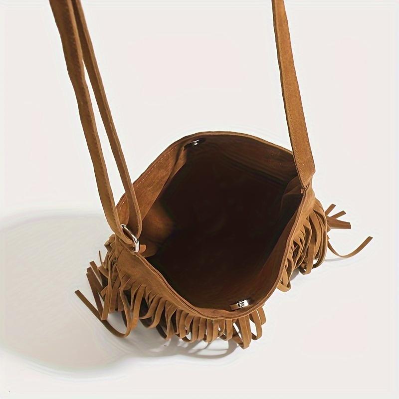Lightweight Crossbody Bag with Tassels, Featuring an Adjustable Strap