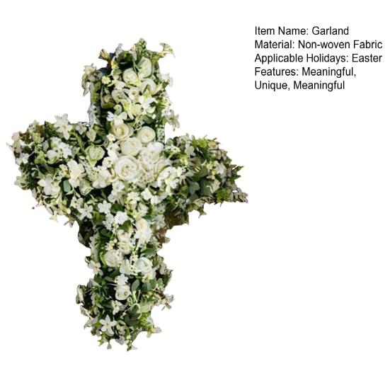 Girlande Osterkranz für Haustür Glaubensinspirierte Frühlingsdekoration mit Realistischem Grün und Weißen Blumen Religiöse Innen-Veranda-Dekoration Geschenk