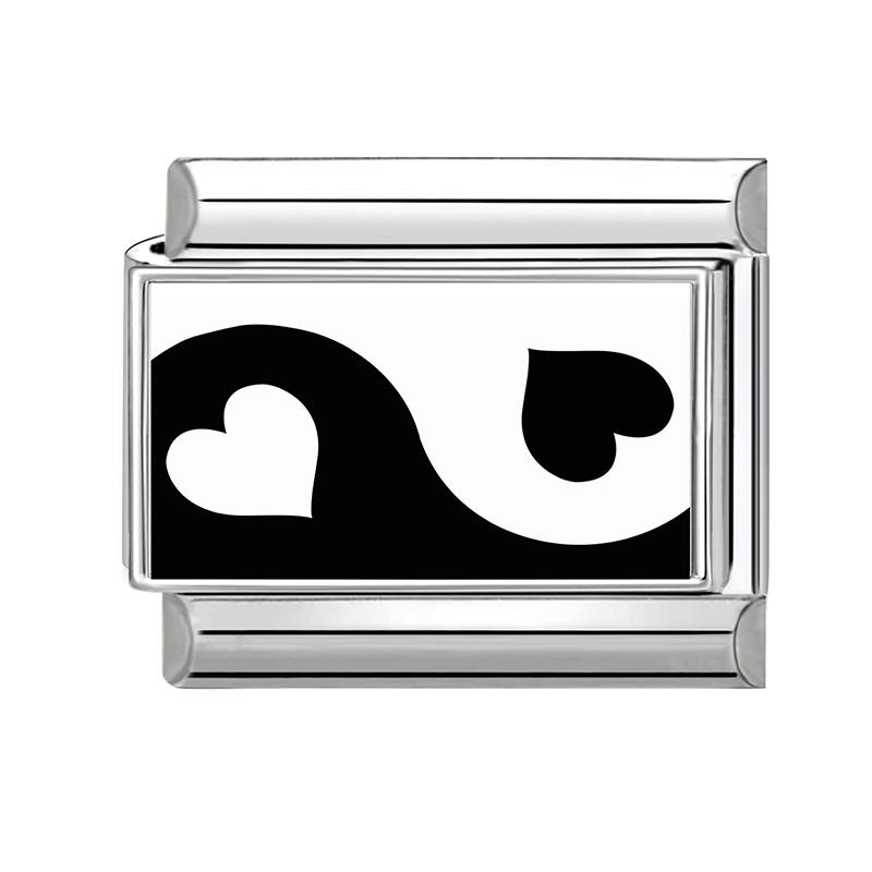 Schönes schwarzes Druckdesign Hase Katze Hund Blumen Herz Y2K Italienischer Charms Glieder Passend für 9mm Edelstahlarmband DIY Herstellung