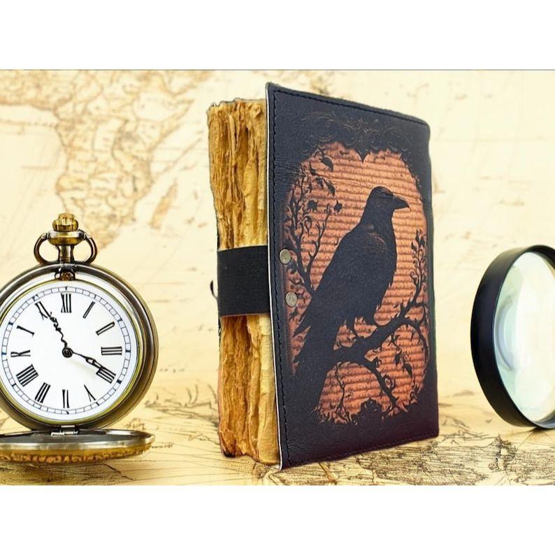 Raven Leather Grimoire •  Book of Shadows • Spell book Journal • Witchcraft Gift