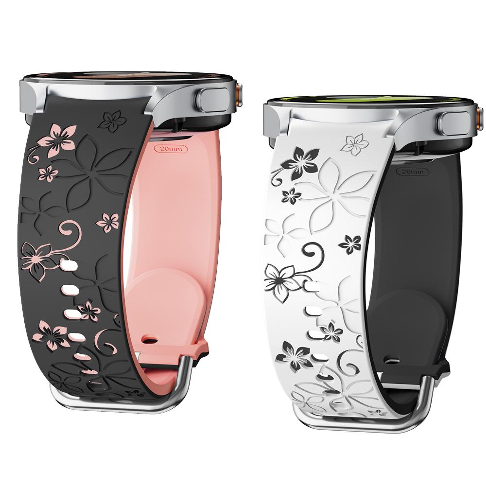 Engraved Silicone Strap for Samsung Galaxy Watch 7 FE/6 4 Classic/5 Pro 45 No Gaps Sport Bracelet Galaxy Watch 7 Band 44mm 40mm