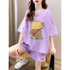 Pure Cotton Short Sleeve Short Pants Suit Women's Summer Plus Size Plus Size Ladies Loose Fashion Casual Sports Style Wear a Set of Fashion