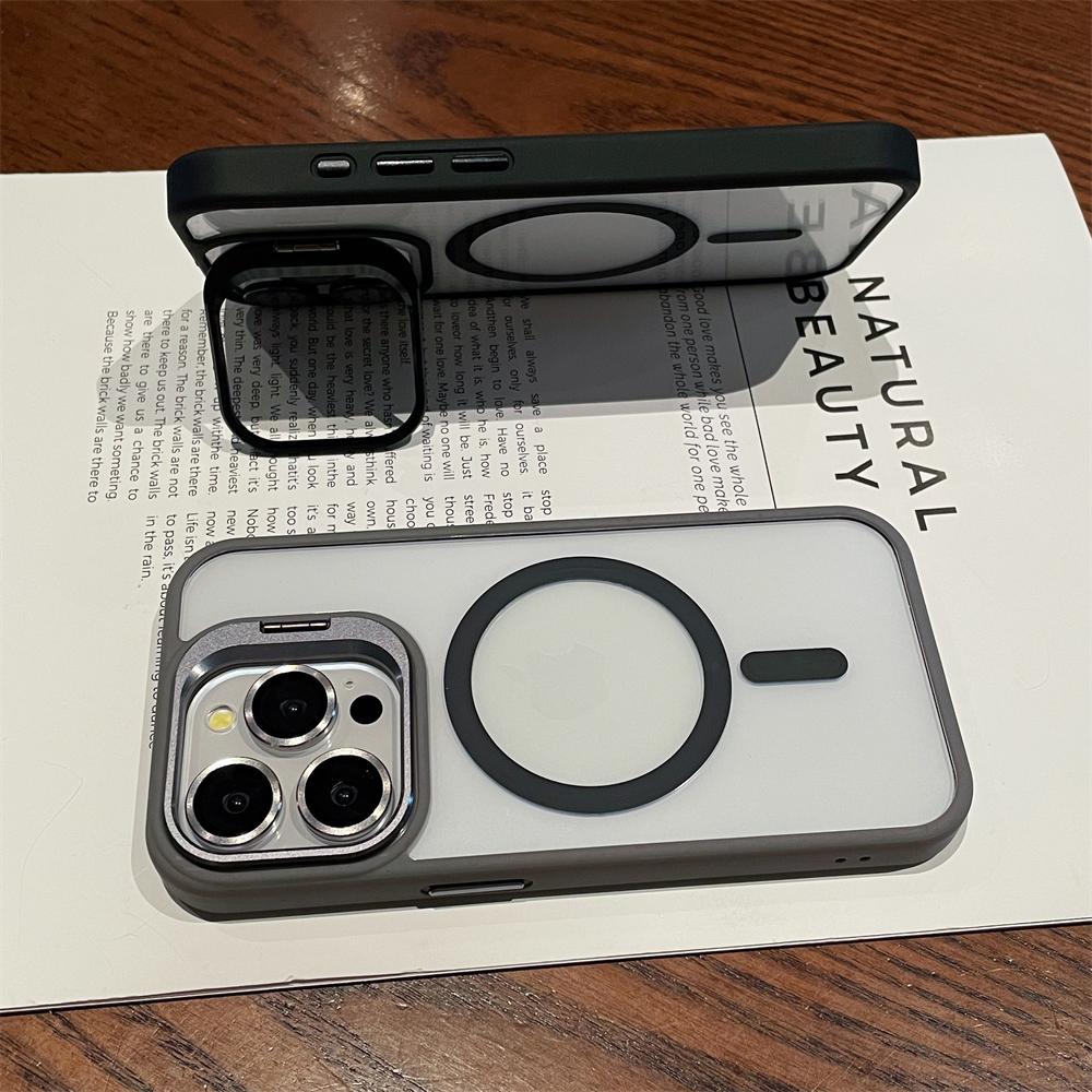 Magnetic Camera Stand Holder Clear For iPhone 15 14 13 12 11 Pro Max Plus For Magsafe Lens Mount Bracket Shockproof Cover Funda