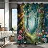 Fantasy-Wald Digitaldruck Duschvorhang, Kostenloser Haken im Lieferumfang enthalten, Waschmaschinenfest, Wendbares Polyester, Ganzjahres-Badezimmerdekoration