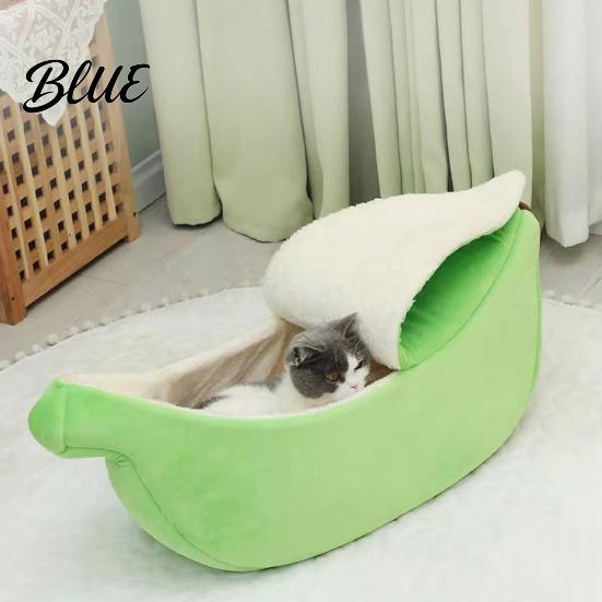 Decorative Pet Furniture for Home Banana Cat Bed Plush Cave Bed with Lid Fleece Lined Cozy Lid Hideaway Warm Semi Enclosed Cats Small Dogs,
