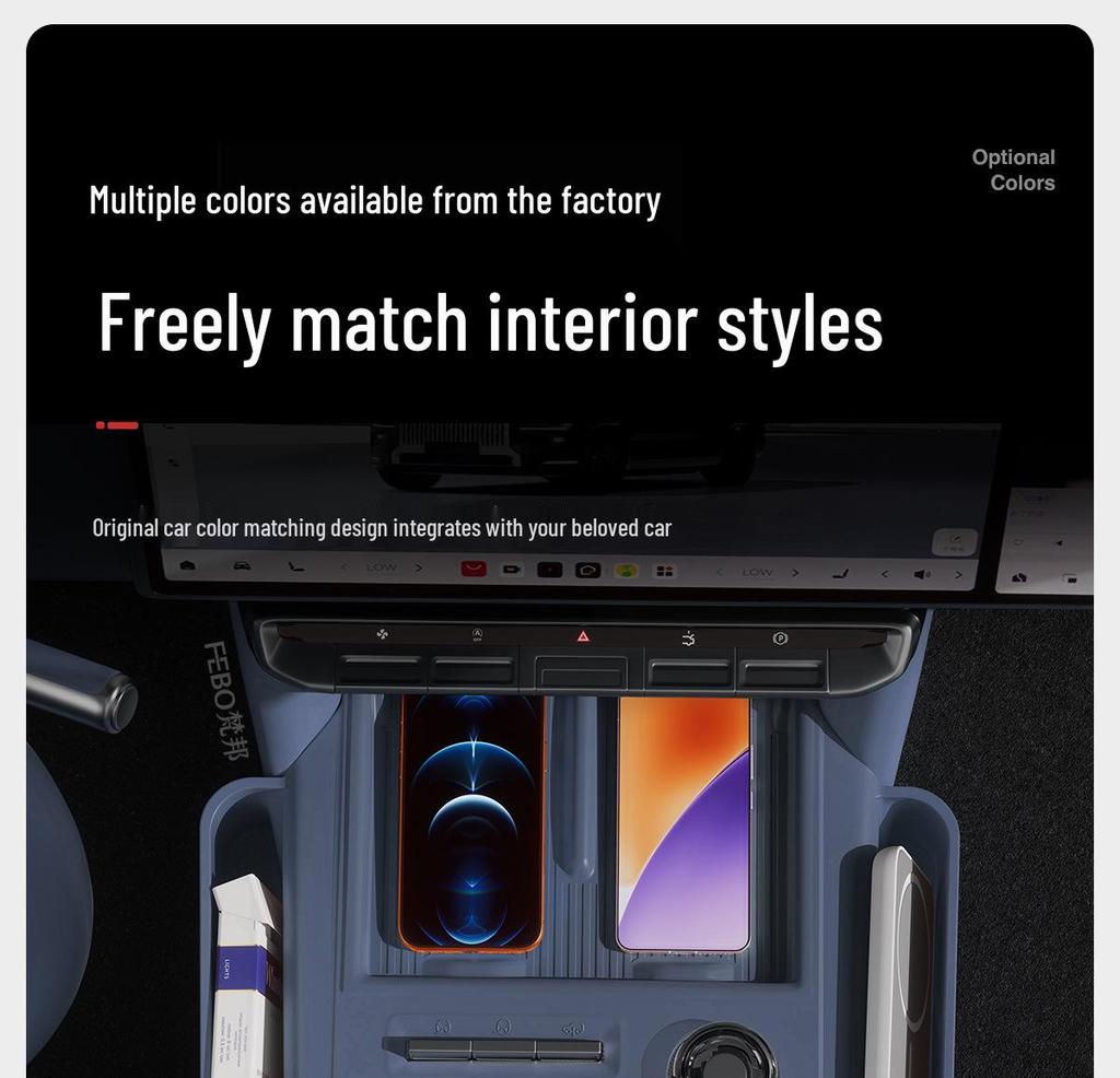 Zeekr 9X Center Console Storage Box: Silicone Upgrade with Full Wrap and Partitioning Interior Organizer.