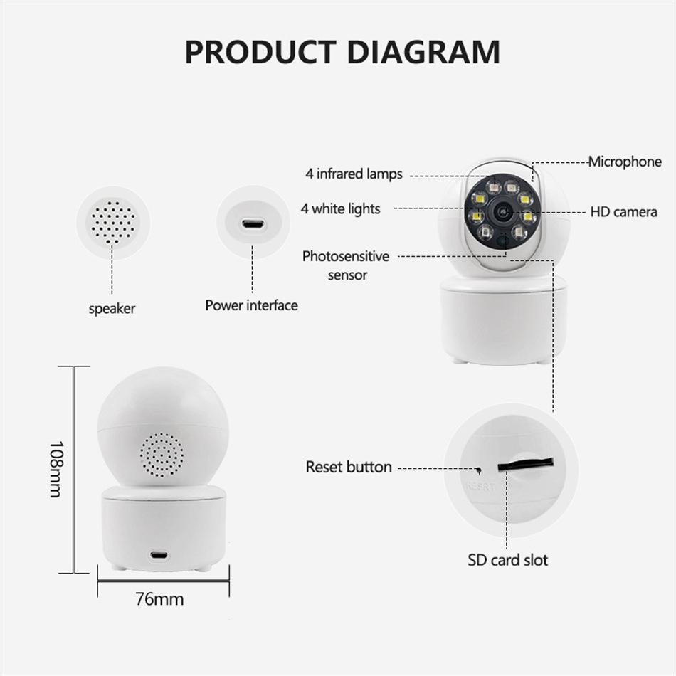 iCSee Dual-Light 360° PTZ HD WiFi Camera with Mobile Remote App, Day/Night Full-Color, 3MP