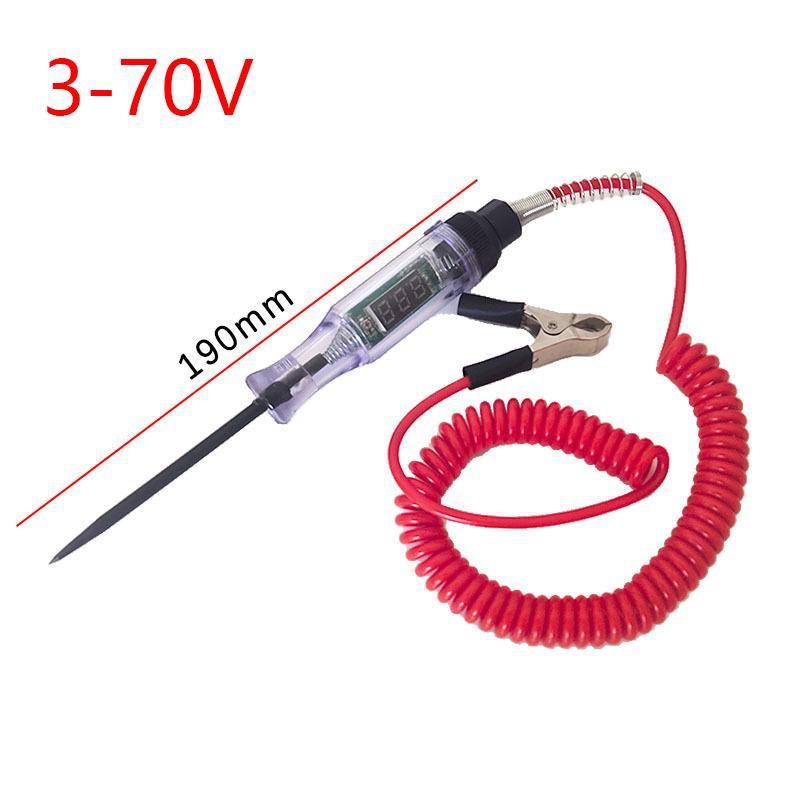 Car Truck Voltage Circuit Tester 3-70V Digital Display Long Probe Pen Light Tester Automobile Diagnostic