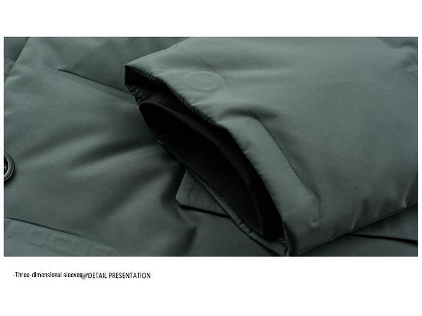 Men's Warm Down Jacket with Detachable Collar - Autumn/Winter Casual Fashionable Suit Style, Fake Two-Piece Design.