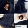 Deep Blue Handwoven Throw Blanket With Ultra Thick Yarn For Cozy Home Decor