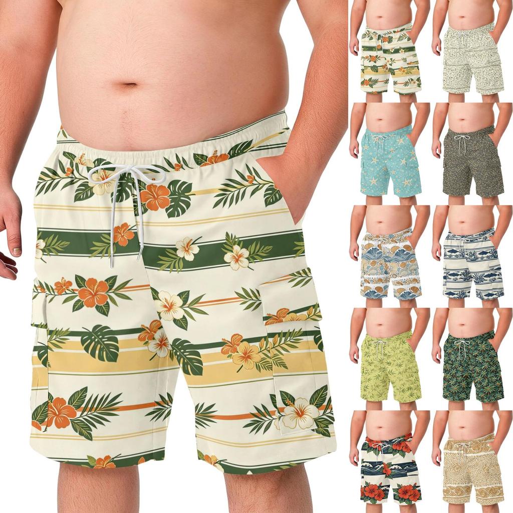 Men's Hawaiian Cargo Shorts Basic Casual Summer Outdoor Shorts