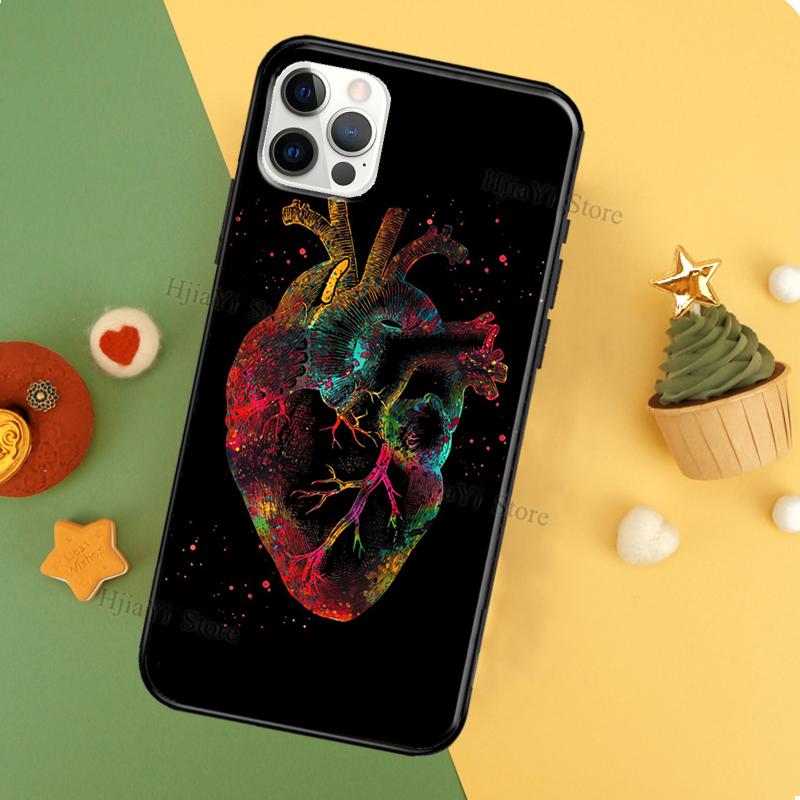 Human Heart Brain Lungs TPU Soft Case For iPhone 11 14 Pro Max 12 13 Mini XR X XS MAX 6 7 8 Plus SE 2020 Phone Cover