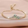 Charm Female Red Green Zircon Stone Snake Bracelet Cute Rose Gold Color Adjustable Wedding Jewelry For Women
