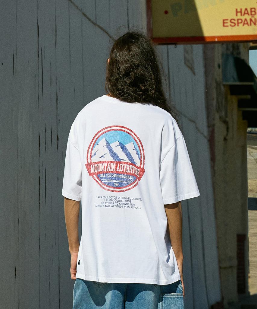 Peullukeu Snow Mountain Adventure Pigment Short Sleeve T-Shirt White Fst735