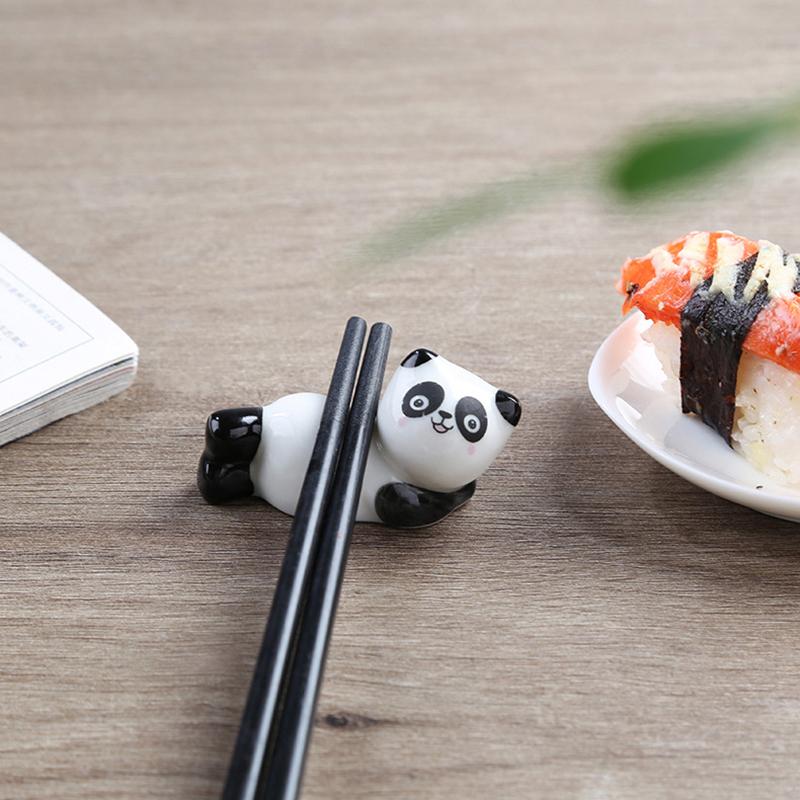 Cute Panda Ceramic Rack Chopsticks Stand Rest Knife Fork Holder Chinese Style Cutlery Chopstick Rest Kitchen Tools For Home Use