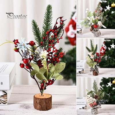 25 Mini-Weihnachtsbäume mit festem Sockel, Kiefernzweig, verschiedene Stile, Party-Dekoration, niedliche Weihnachtsdekoration, Foto-Requisiten