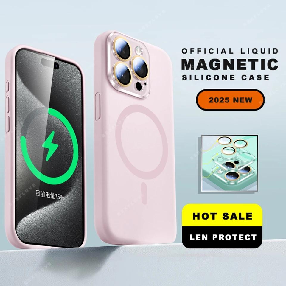 

Lanyard Magnetic Phone Case For iPhone 15 14 16 Plus 11 12 13 16 Pro Max Magsafe Liquid Silicone Strap Charge Protector Cover For iPhone 16