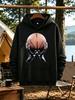 Men's Black Cotton Blend with Chrome Basketball Print - Loose Fit Streetwear Hoodie Kangaroo Pocket Suitable for Outdoor Sports Gy