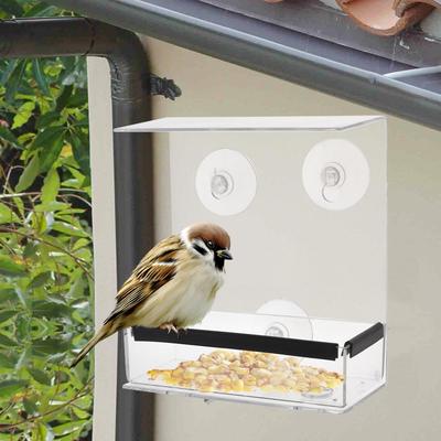 Square Ceiling Window Bird Feeder Adsorption Type Feeder