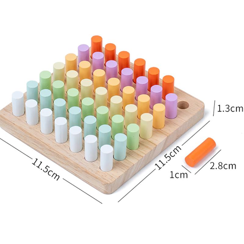 Children'S Montessori Early Education Wooden Colorful Plugboard Hand-Eye Coordination Training Color Cognitive Educational Toys