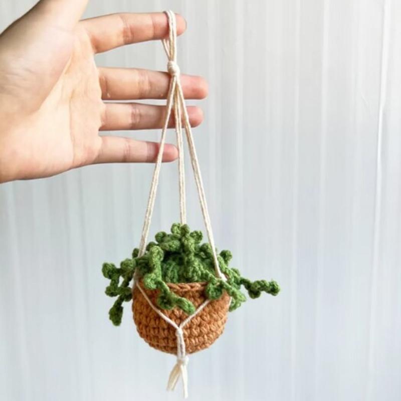 Rearview Mirror Charms- Knitted Small Hanging- Plant for Car Home-Decoration