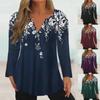 2023 Autumn/Winter Women's V-Neck Printed Long-Sleeve T-Shirt
